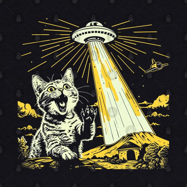 Shocked Cat and UFO Invasion by OscarVanHendrix